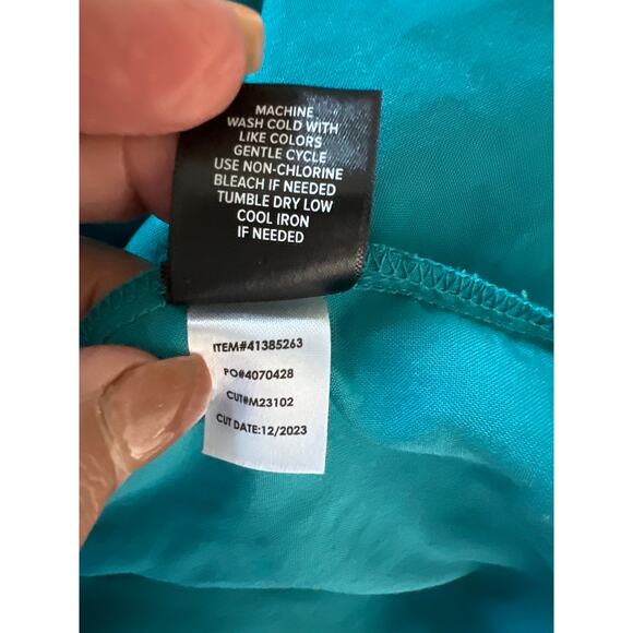 Torrid Mini Challis Cold Shoulder Trapeze Dress Size 2X Teal Pockets NWT - Picture 6 of 6